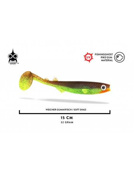 Fishing Ghost RenkyShad V1 15 cm / Fb.: Choco Chartreuse