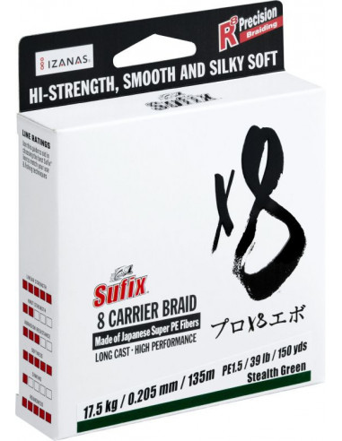 Sufix X8 Carrier Braid 0,165 mm/ 10,5 kg./ 150...