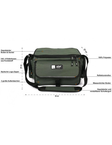 Zite Fishing Angeltasche mit Tragegurt + 4...