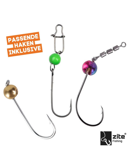 Zite Fishing Ultra Light Gummiköder Schnupper Box 40 Forellenköder, Aroma, Haken Set