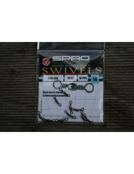Spro Tönnchenwirbel Gr.14 / 10 kg  Black Barrel Swivel